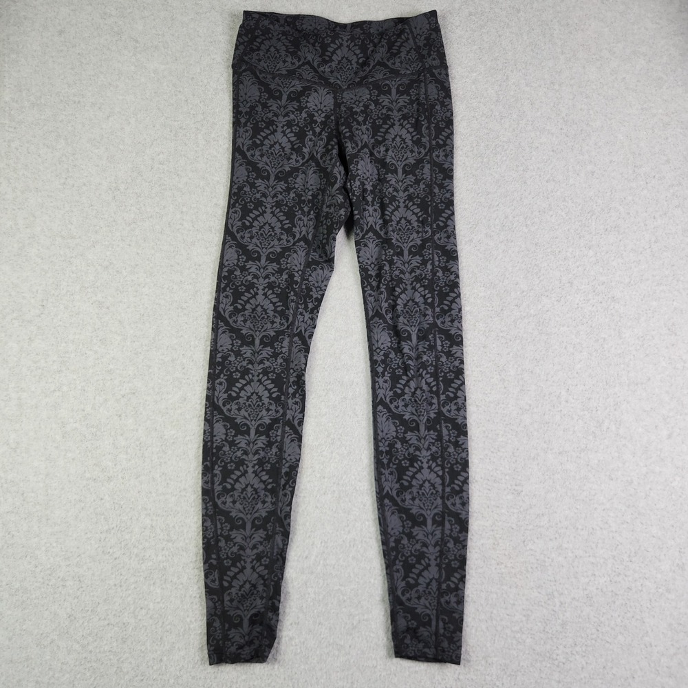 Athleta Leggings Women's XS Gray Damask Floral High Rise Activewear Yoga Pants‎